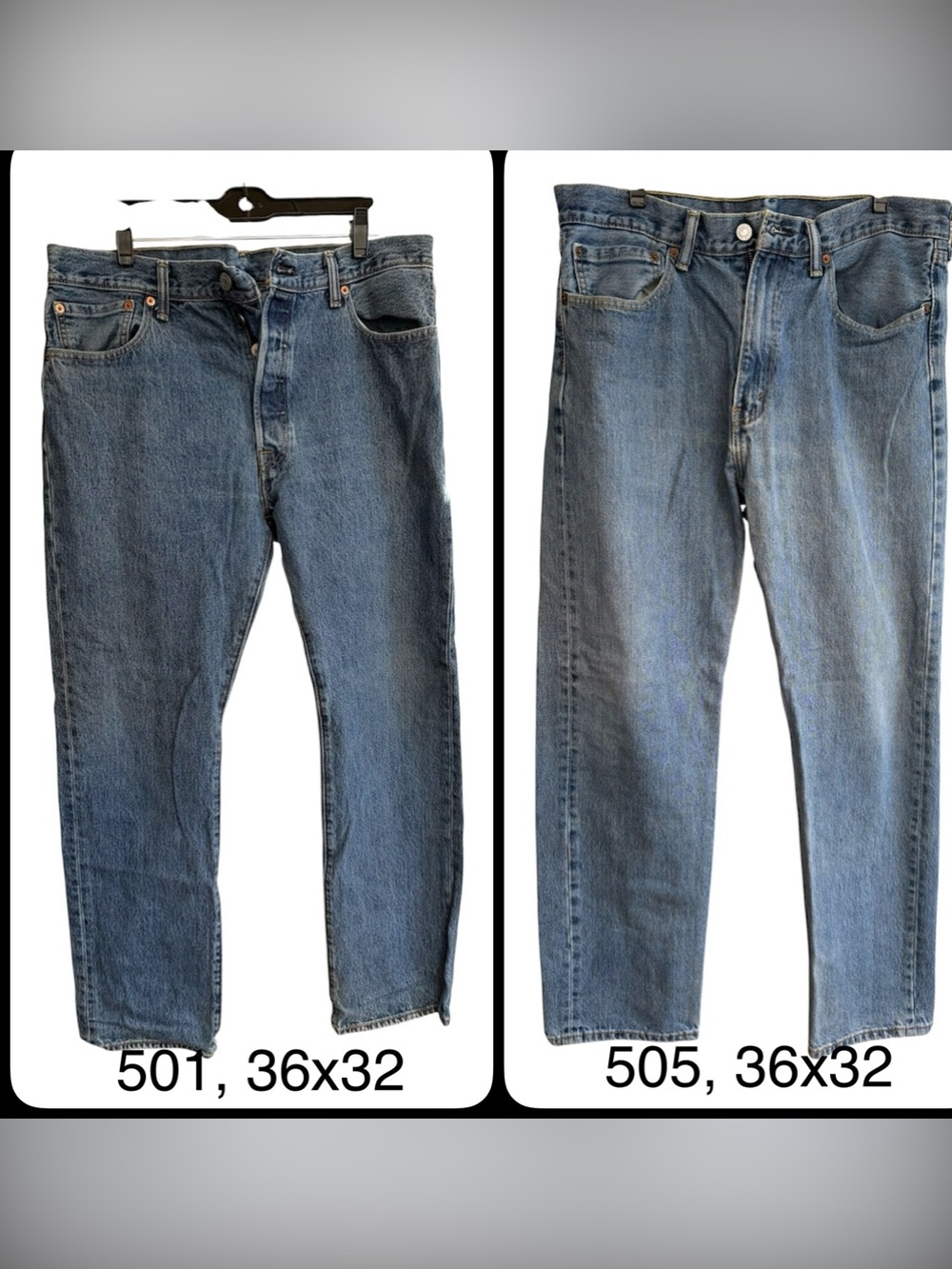 2 Pair, Size 36x32, Levi's 501 and 505